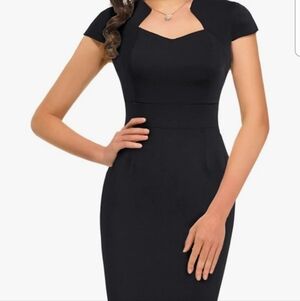 NWT LBD Elegant Black Cap Sleeve Dress Grace Karin Women's Size L